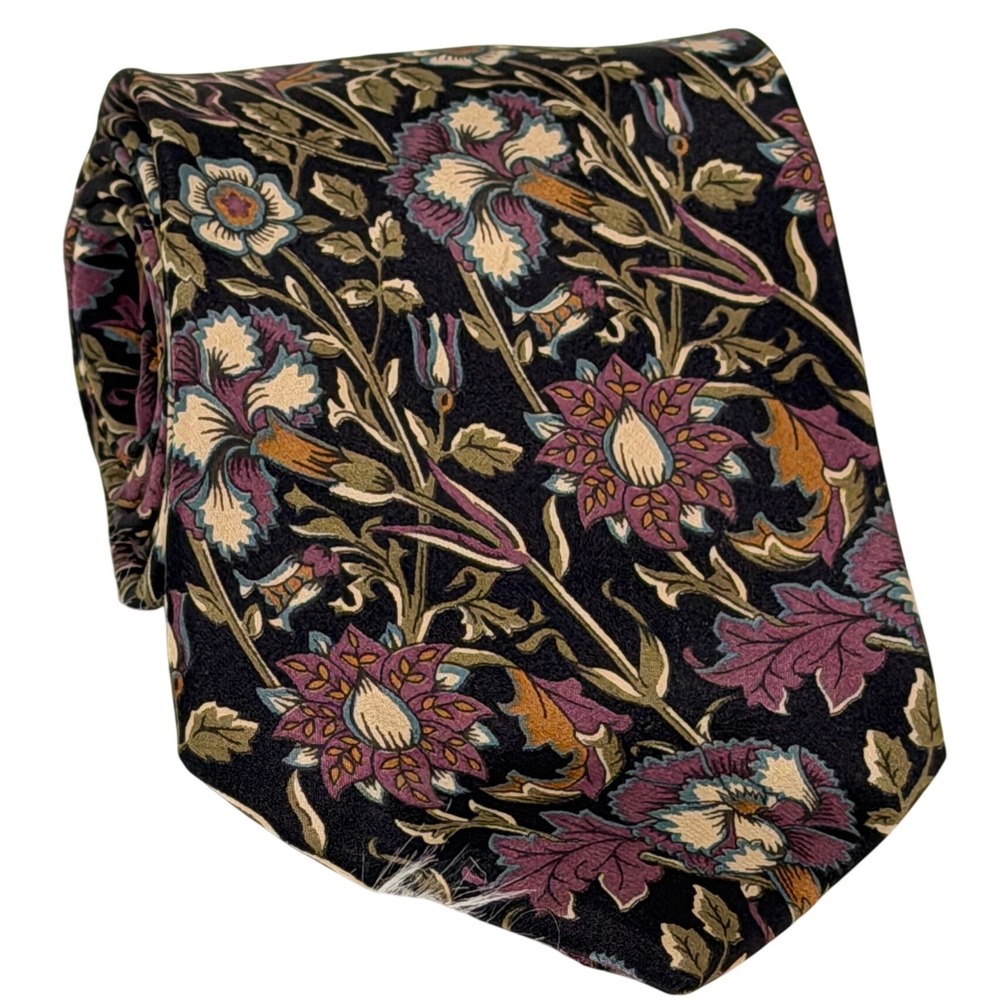 Sezane Artie Scarf Navy Multico Floral Silk Wool Blend Square Wrap Made in Italy